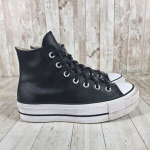 Converse Chuck Taylor All Star Lift High Top Black Leather Platform 561675C 6.5W